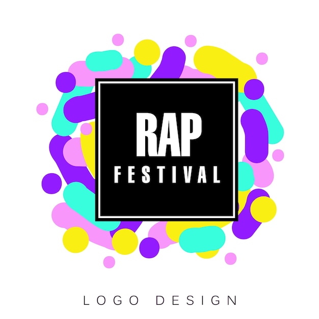 ラップ フェスティバルのロゴのテンプレート、創造的なバナー、ポスター、音楽パーティーのお祝いのチラシ デザイン要素ベクトル イラスト、web デザイン