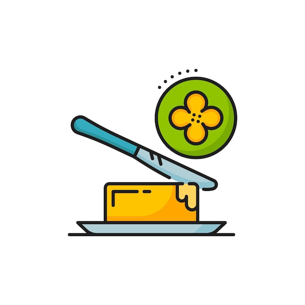 Vector rapeseed canola butter and knife vector icon