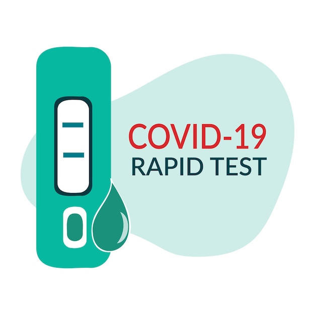 Rapid covid19 antigen test with result icon negative and positive test result by using rapid test device flat vector illustration isolated on white background