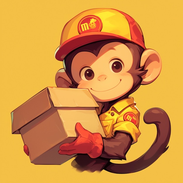 A rapid monkey delivery cartoon style