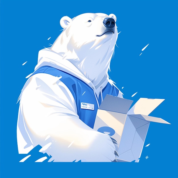 Vector a rapid polar bear delivery cartoon style