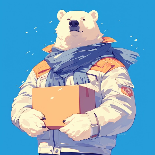 Vector a rapid polar bear delivery cartoon style