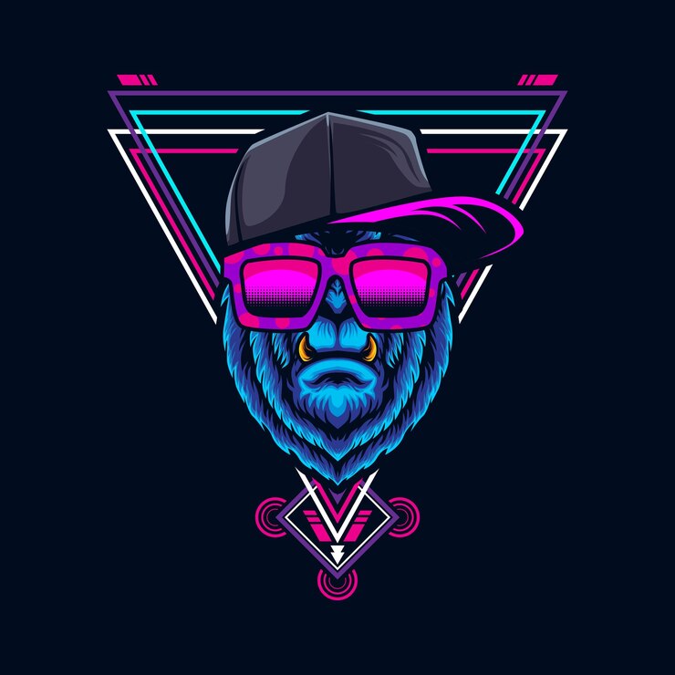 Vector rapper gorilla heilige geometrie illustratie