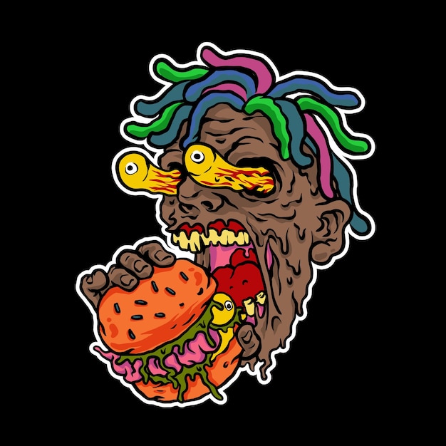 Vector rapper zombie burger illustratie