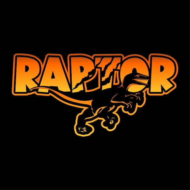 Vector raptor dinosaur silhouette logotype for t shirt print