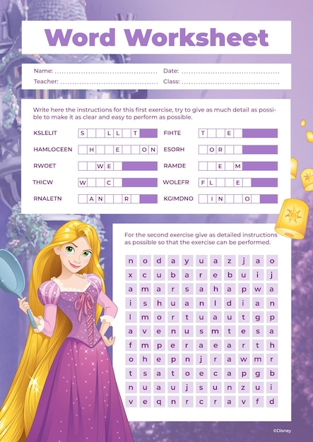 Rapunzel Tangled Worksheet