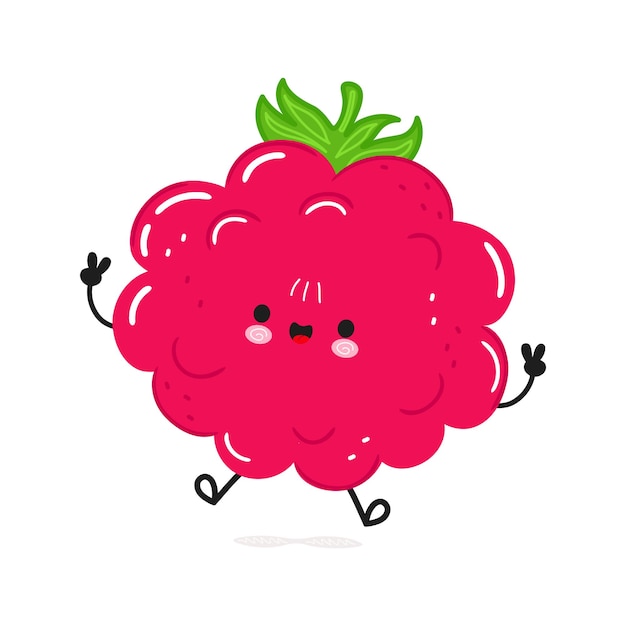 Vector raspberries jumping character