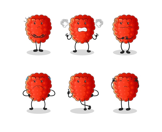 Raspberry boos groepskarakter. cartoon mascotte vector