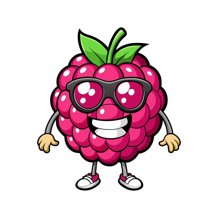 Vector raspberry cartoon character clipart vector fun and playful design illustration