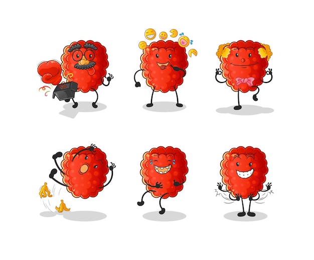 Raspberry comedy set character. cartoon mascot vector