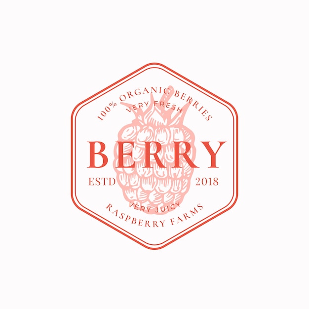 Distintivo di raspberry farm o modello di logo.