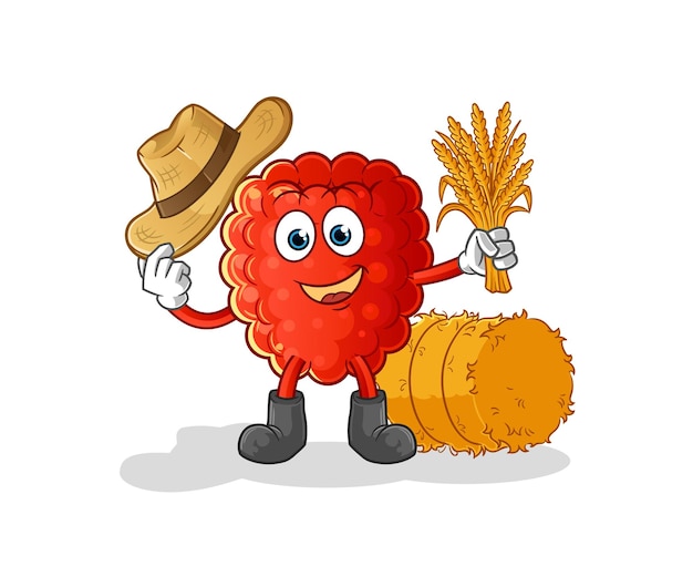 Raspberry farmer mascot. cartoon vector