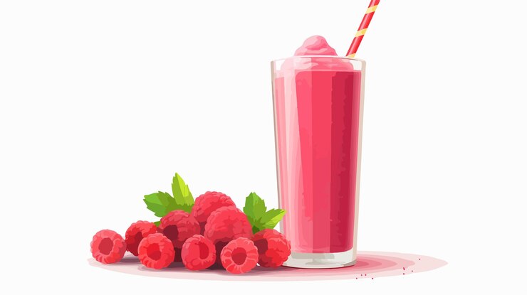 Vector raspberry flavored smoothie in clear glass