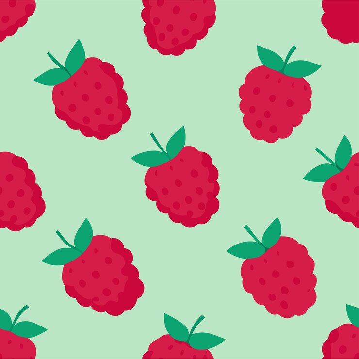 Vector raspberry fruit seamless pattern vector art and illustration