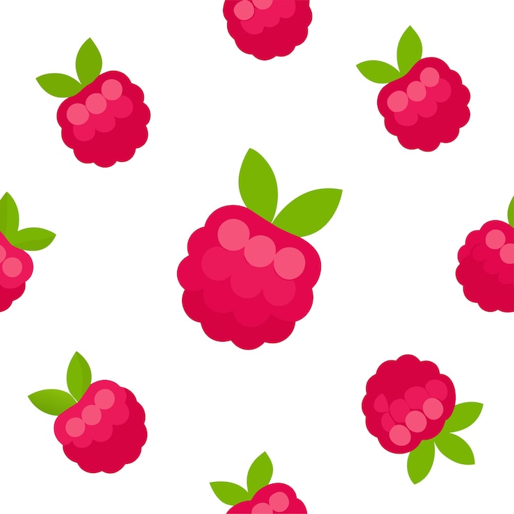 Vector raspberry fruit seamless pattern vector art and illustration