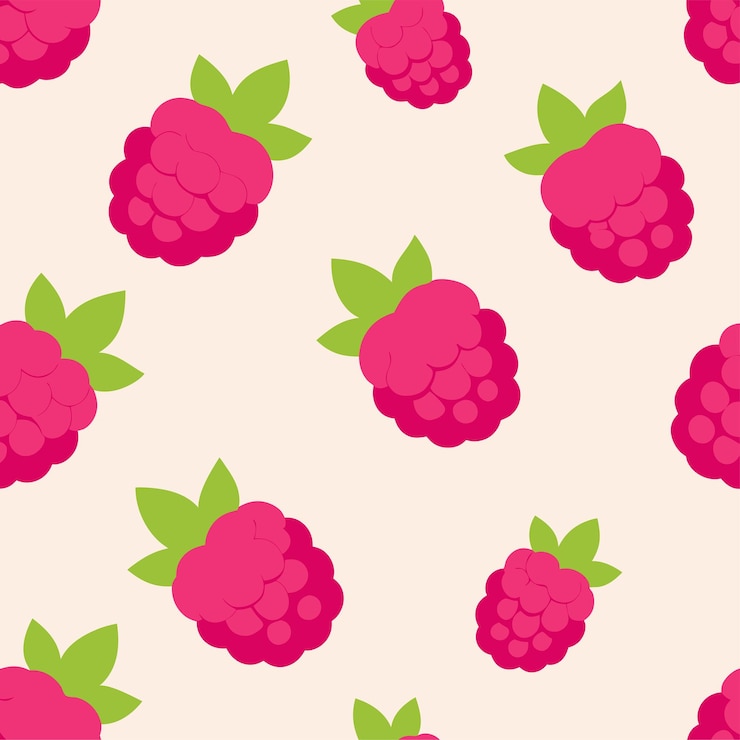Vector raspberry fruit seamless pattern vector art and illustration