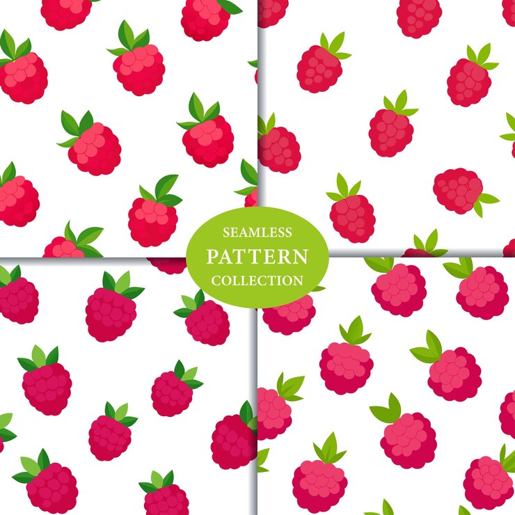Vector raspberry fruits seamless pattern background design