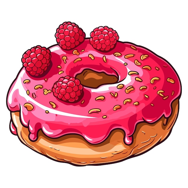 Raspberry gevulde donut clip art illustratie