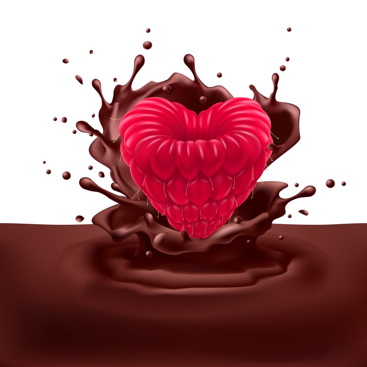 Vector raspberry heart with chocolate