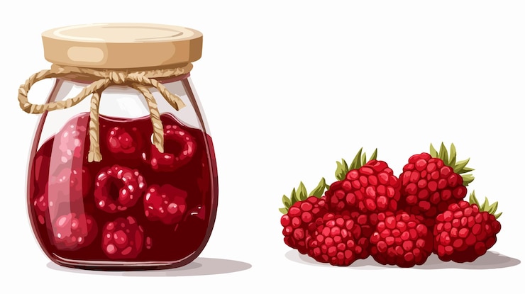 Vector raspberry jam vector icon sweet berry jelly