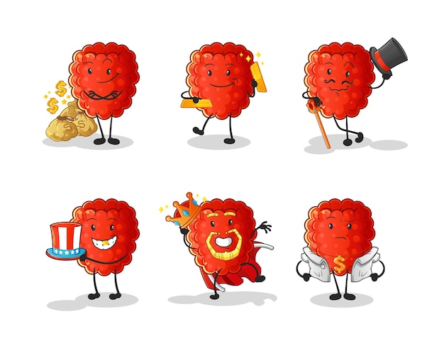 Raspberry rich character. cartoon mascot vector