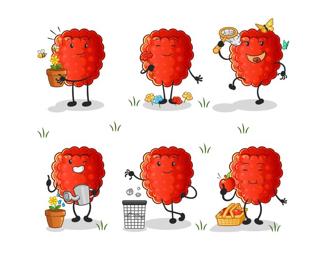 Raspberry save the earth group. cartoon mascot