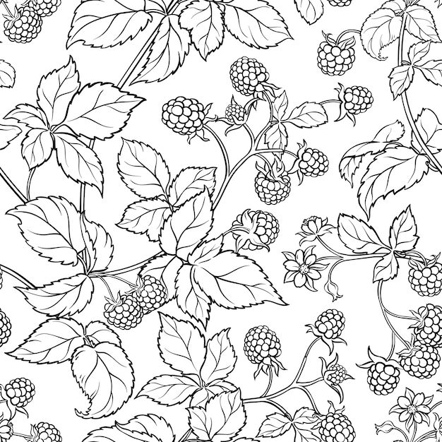 Vector raspberry seamless pattern