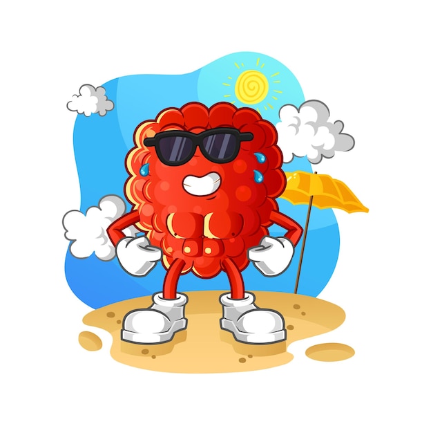 Raspberry sunbathing in summer. character vector