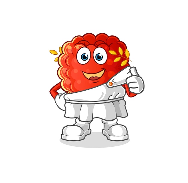 Raspberry with greek clothing. cartoon mascot vector