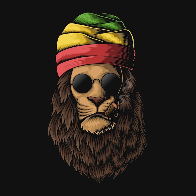 Vector rasta lion head   illustration