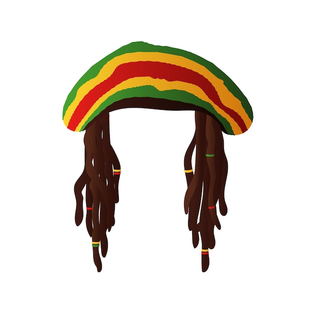 벡터 험상을 가진 rastaman 모자 가발