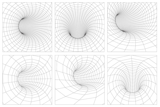 Raster wormgat draadframe tunnel 3d zwaartekracht kwantum vector wormgat illustratie eps 10