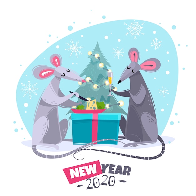 Rat animal symbol new year characters illustration