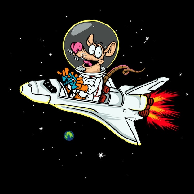 Vector rat astronaut illustration