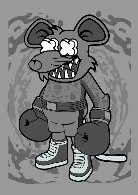 Vector rat boxer cartoon character