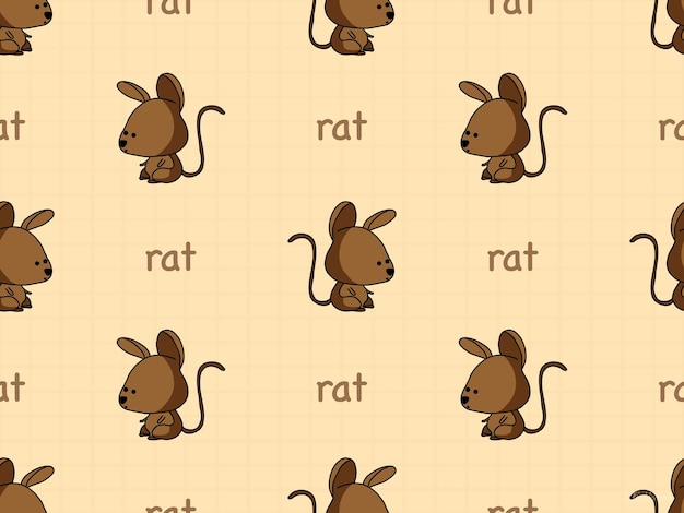 Vector rat cartoon character seamless pattern on orange background