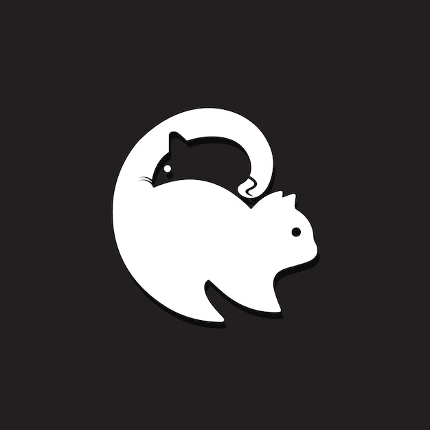 Креативный логотип rat cat с концепцией негативного пространства creative concept negative space rat cat logo