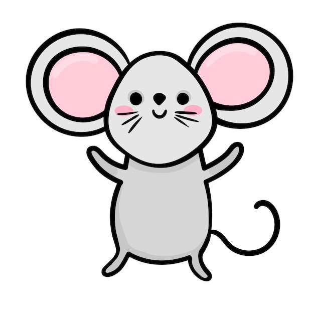 Значок милого персонажа крысы Ручной рисунок векторной иллюстрации