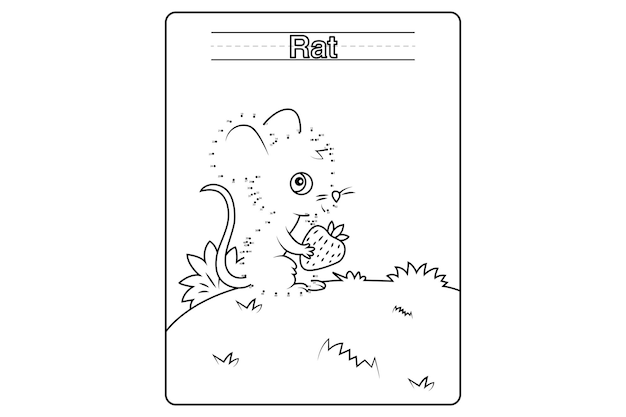Vector rat dot to dot coloring page for kids