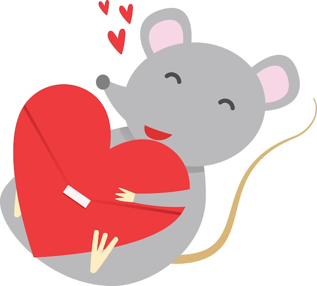 The rat is holding a love letter Vector Illustration