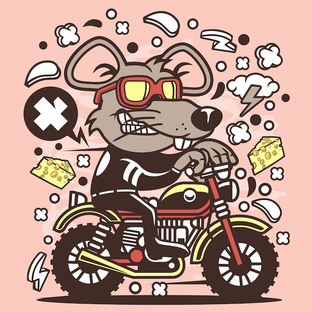 Rat Motocrosser Cartoon