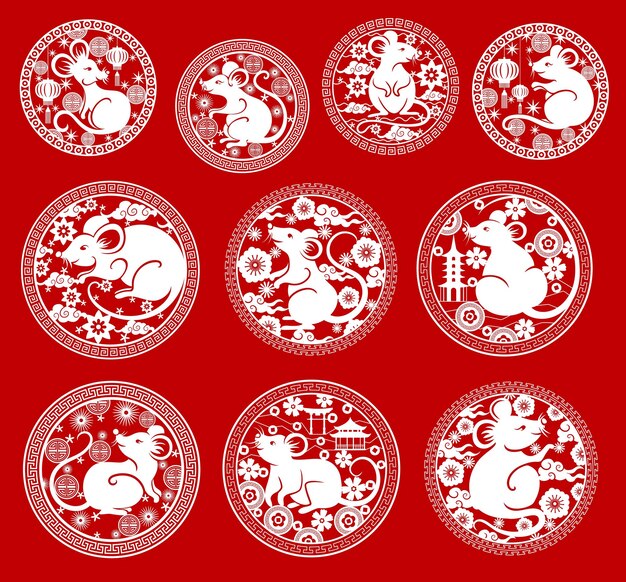 Vector rat and mouse symbols of chinese lunar new year