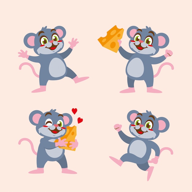 Rat muis stripfiguur schattig