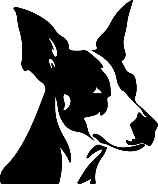 Vector rat terrier black silhouette with transparent background