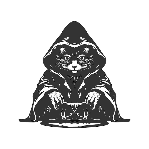 rat witch vintage logo line art concept black and white color hand drawn illustration