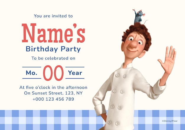 Ratatouille Happy Birthday Invitation