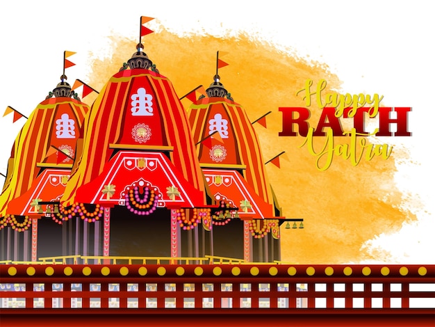 Vector rath yatra of lord jagannath balabhadra and subhadra festival celebration