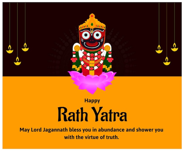 Ratha yatra indian festival celebration vector illustration