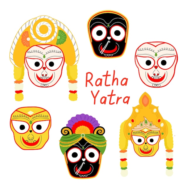 Ratha Yatra-vakantieviering voor Lord Jagannath Balabhadra en Subhadra Vectorillustratie