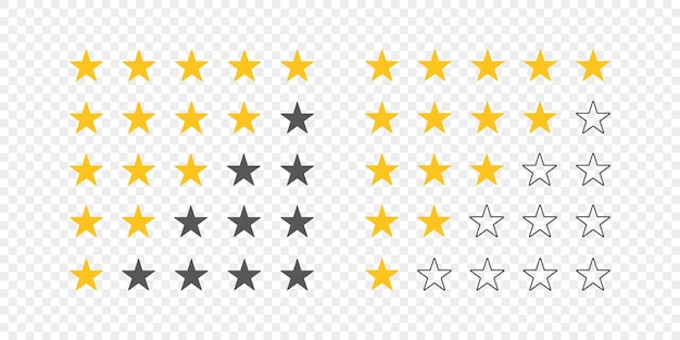 Rating icons Rating Stars Five stars customer product rating Vector illustration